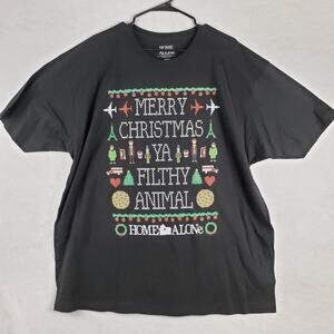 Home Alone XXL Merry Christmas Ya Filthy Animal Graphic Tee Shirt Black Colorful